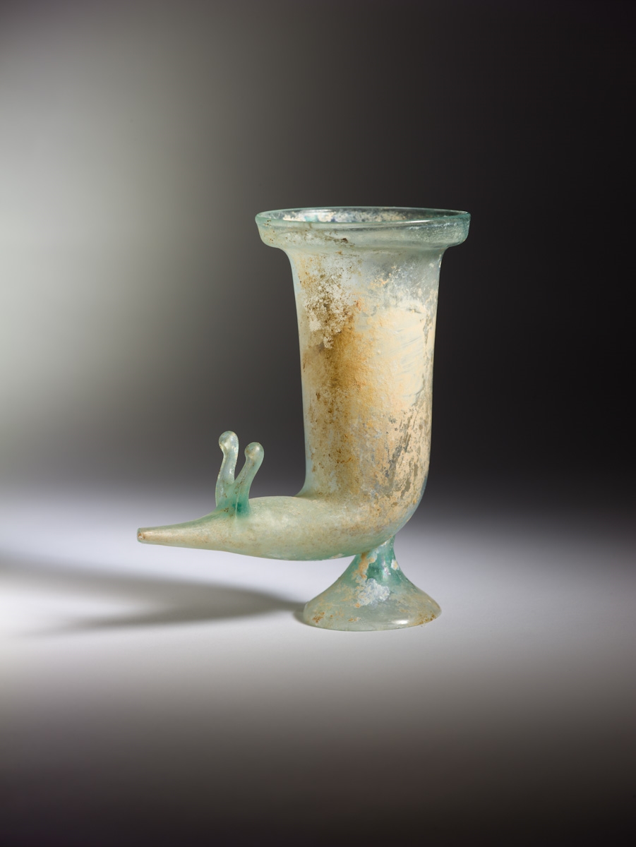 Rare Roman Drinking Horn (rhyton) Eastern Mediterranean, 1st century CE (Early Roman period). Photo: Meidad Suchowolski